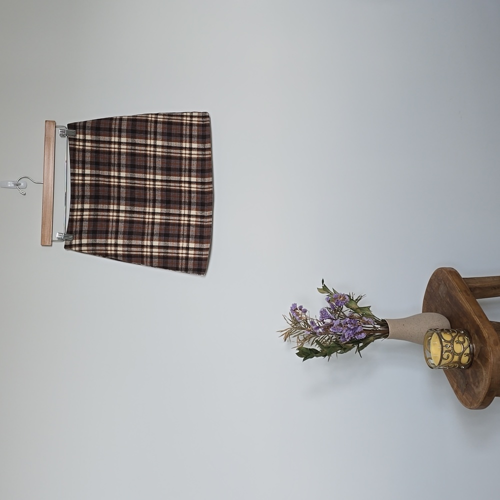 Brown-Beige Checked Skirt